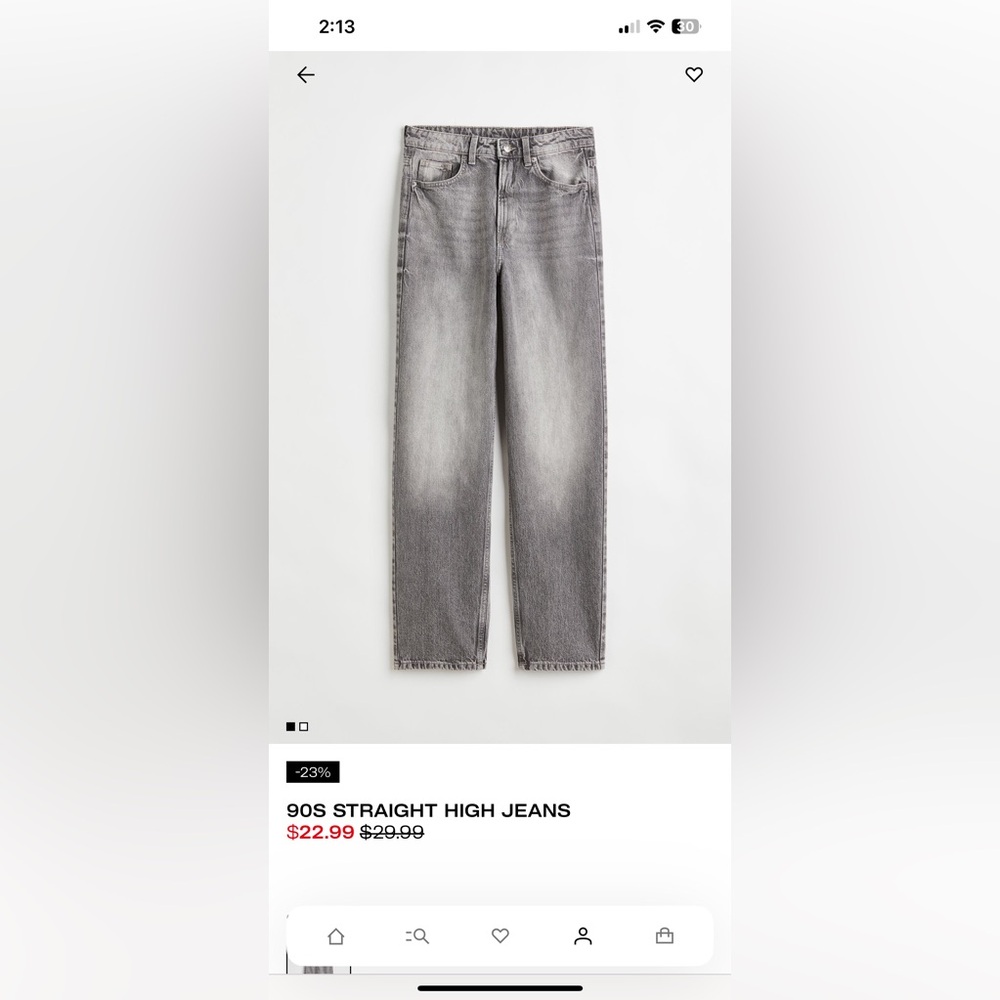 H&M 90’s straight high rise grey jeans!